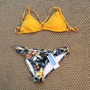 Cupshe Yellow floral cross body bikini